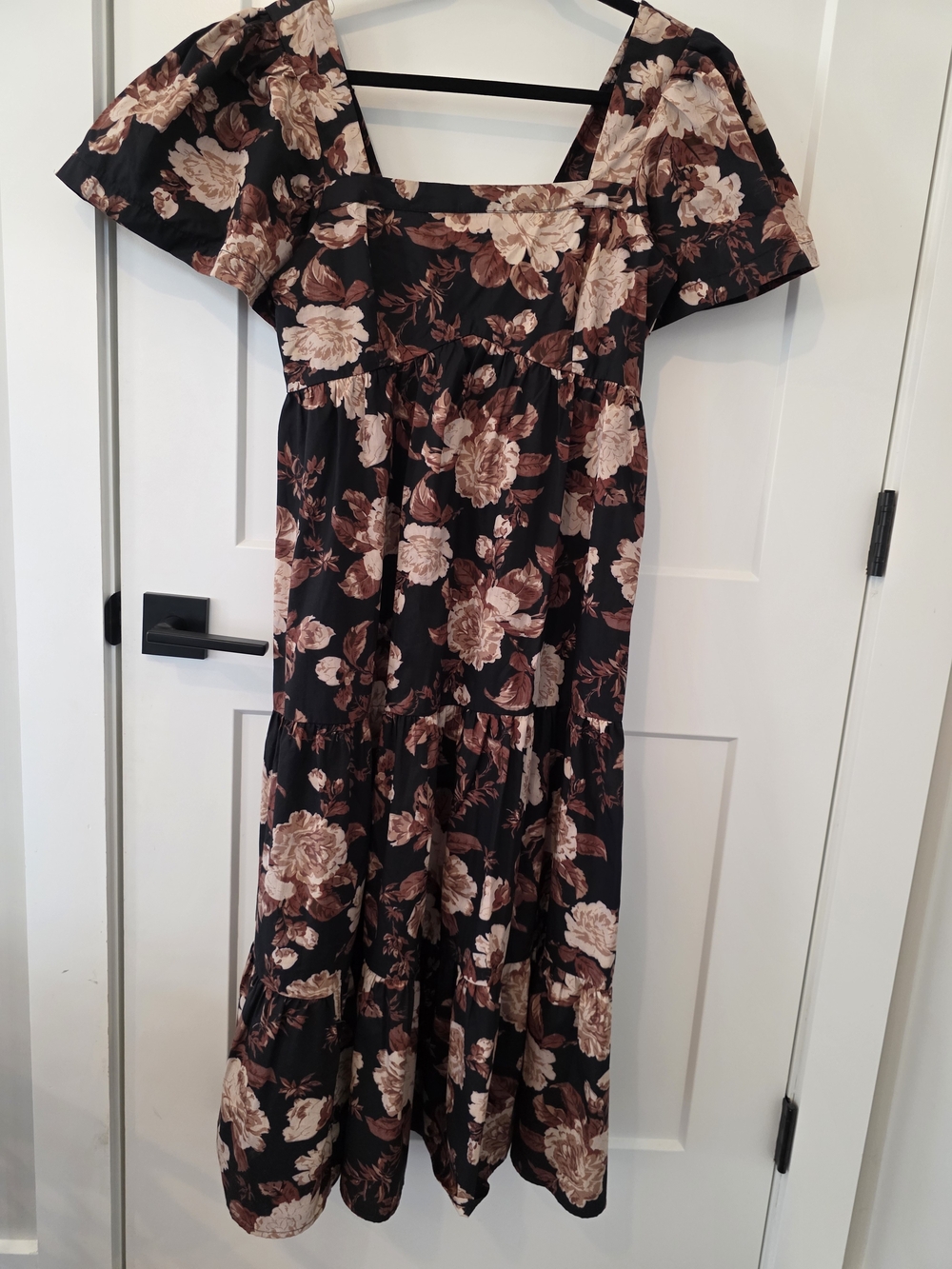 Abercrombie & Fitch Black Floral Maxi Dress with Pink and Brown Blooms